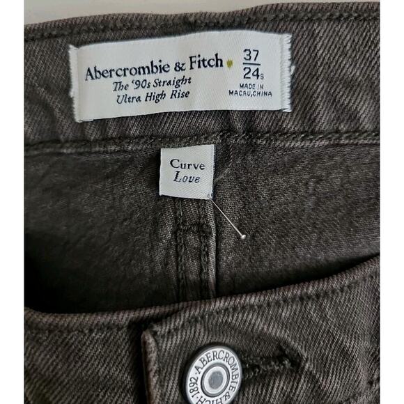Abercrombie & Fitch ~Woman 37/24S~Brown Ultra High Rise Straight Jean Curve Love - Picture 11 of 16